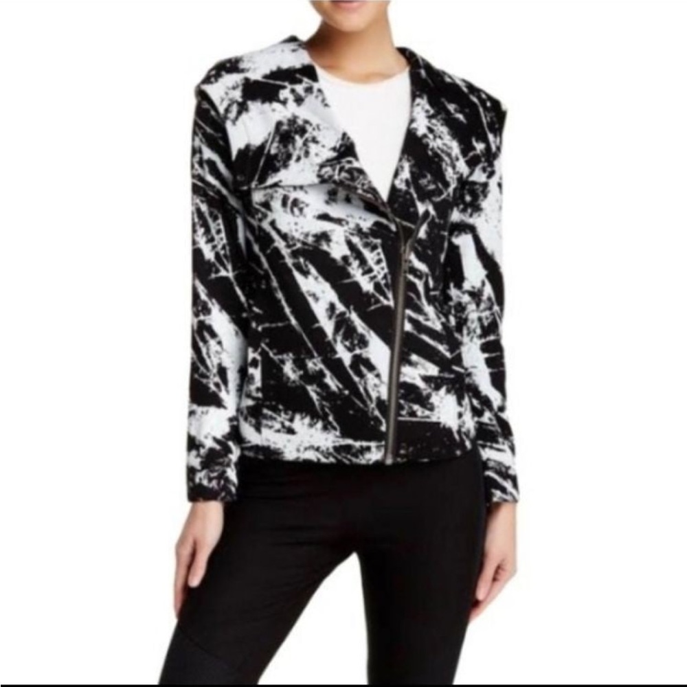 Helmut Lang Black and White Tera Hooded Jacket Size S